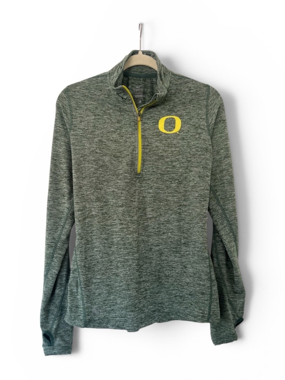 Nike Dri-FIT Oregon Ducks Quarter-Zip Green Thumb Hole Pullover (S)